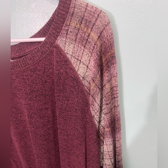 Maurices Burgundy Plaid Sweater - Picture 5 of 9